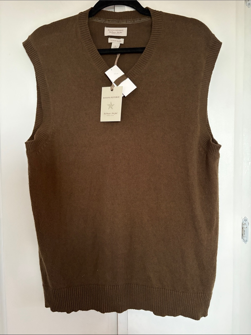 Banana Republic Men’s Olive Green V-Neck Knit Sweater Vest M
